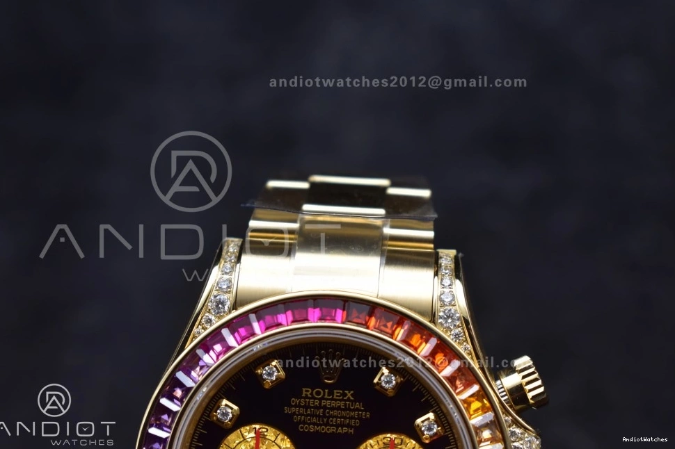 779 on SH Rainbow Black Bracelet ZF Timeless Edition 1:1 Daytona Dial Diamonds 116598RBOW YG Best 1228